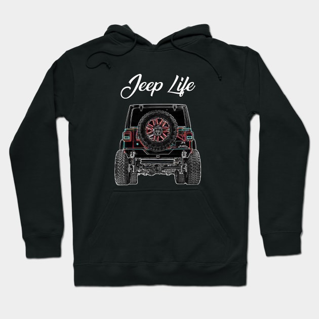 Jeep Life 4x4 Monster Rear View Hoodie by JFK KARZ